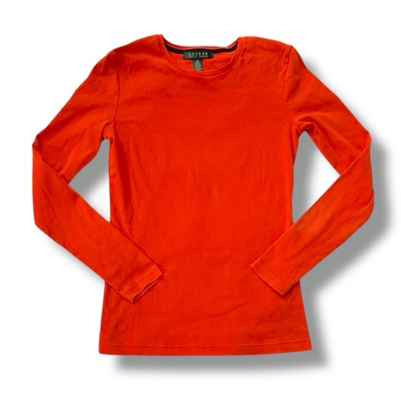 Vintage Ralph Lauren Crewneck Orange Long Sleeve Top Size XS - Picture 1 of 4